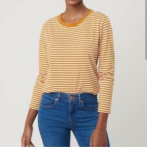 LOFT Yellow Long Sleeved Striped Pattern Shirt